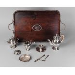 A French silver breakfast coffee set, with tray, retailed by Moutot, Paris, comprising coffee pot,