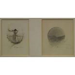 Russian School, late 19th century- Woman looking out to sea, four studies; watercolour, black ink,