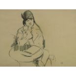 Ludovic-Rodolphe Pissarro (Rodo), French 1878-1952- A study of a young lady wearing a hat,