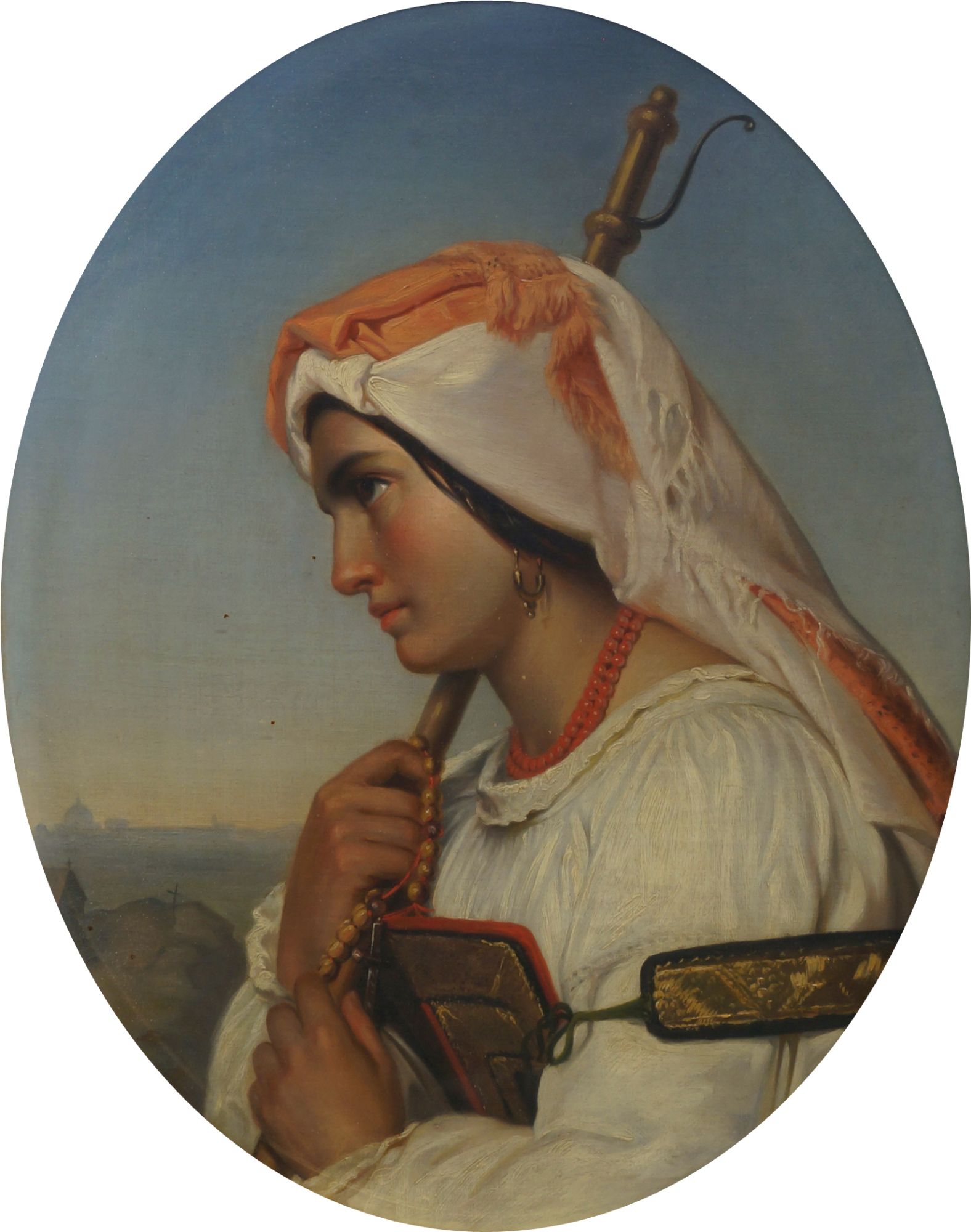 Attributed to Giuseppe Mazzolini, Italian 1806-1876- Portrait of a penitent woman,