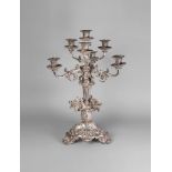 An important Paul Storr George IV silver seven-light candelabrum-centrepiece, London c.