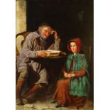 W P S Henderson, British 1836-1874- "Grandpa's Tale"; oil on canvas, signed and dated 1865, 67.2x49.
