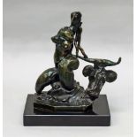 Reuben Nakian, American 1897-1986- "Europa and the Bull"; bronze with a green patina,