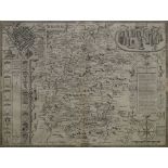 John Speede, British 1552-1629- "Wilshire", map of Wiltshire with vignettes of Stonehenge,