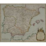 Gilles Robert de Vaugondy, French 1686-1766- "Hispania Antiqua" map of Spain,