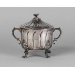 A Victorian silver lidded twin handled bowl, London c.