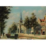George Jan Dispo, German 1922-1973- "Zwarteweg, Den Haag, Holland"; oil on canvas, 30.2x40.