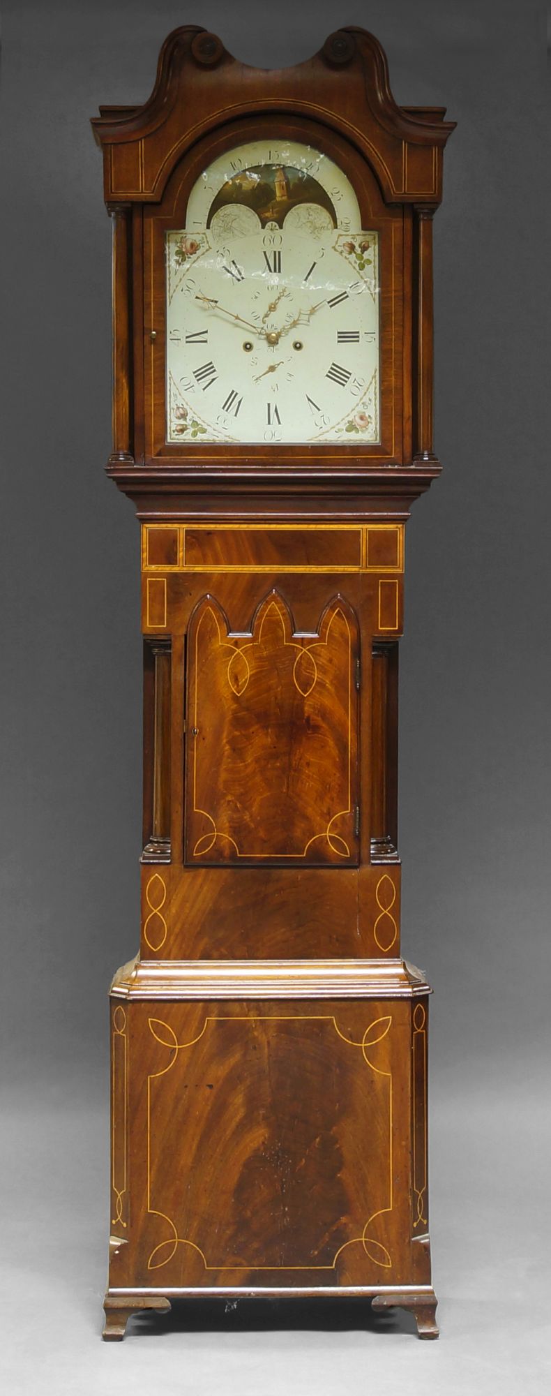 A Victorian mahogany and line inlaid long case clock,