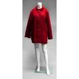 A Hermes cherry red slightly padded jacket, with popper fastening and two large front patch pockets,