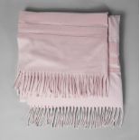 A Salvatore Ferragamo dusky pink cashmere shawl, with satin braid bands to both ends, 245cm x 68cm,