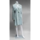 A Hermes pale blue linen summer coat, unlined, two button closure,