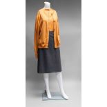 A Salvatore Ferragamo orange cashmere twin-set, size L,