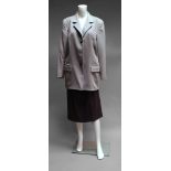 A Salvatore Ferragamo silver/grey wool/cashmere jacket, together with a Ferragamo grey skirt,