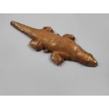 An African tribal gold figure of a crocodile, Ivory Coast, early/mid 20th century, 17.