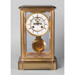 A French brass and glass mantel clock by Le Roy et Fils, 19th century,