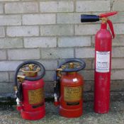 Three vintage fire extinguishers (empty)