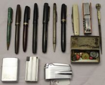 A quantity of fountain pens,