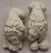 A pair of recumbent lions