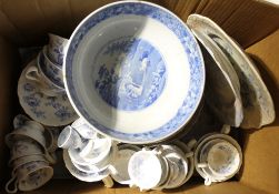 A quantity of Victorian blue and white china