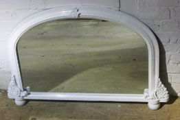 A white overmantle mirror