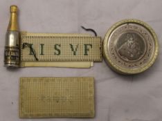 A needlework, a stamp case,