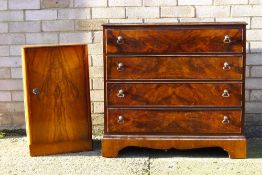A small walnut chest of drawers and a small bedside cabinet