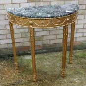 A marble topped console table