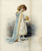 VICTOR VENNER (19th/20th century) British Flower Girl Watercolour heightened with