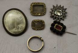 A small quantity of 19th century in memoriam jewellery