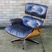 A retro leather upholstered armchair