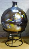 An Art glass vase on stand