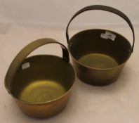 Two small brass preserve pans