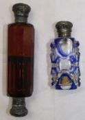 Two Victorian glass scent bottles