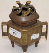 A Chinese bronze lidded censor