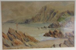 E J STONE (19th/20th century) Coastal Views Watercolours Signed 14.5 x 9.