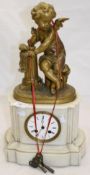 A Victorian gilt metal mounted marble mantle clock