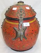 An Eastern red painted pot