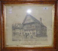 A Victorian maple framed pencil drawing inscribed ''High Cross Street, Leicester.