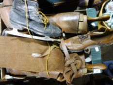 A pair of leather riding boots, various WWI leather wares,