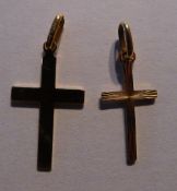 Two 9 ct gold crucifixes