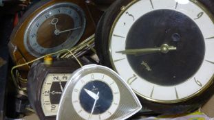 A quantity of vintage electric mantle/alarm clocks