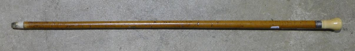 A Victorian ivory handled walking stick