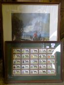 Framed cigarette cards and print