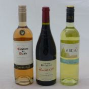 Three various bottles of wine