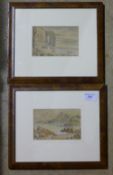 E J STONE (19th/20th century) Coastal Views Watercolours Signed 14.5 x 9.