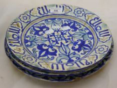 Three Iznik style pottery plates