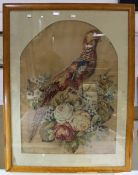 A Victorian needlework picture of a pheasant