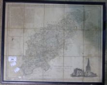 A 19th century framed map of Northamptonshire