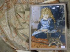 An Aubusson needlepoint and a needlework picture