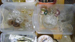 Two boxes of various cut glass wares etc